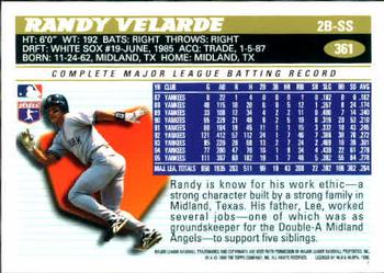 1996 Topps #361 Randy Velarde Back