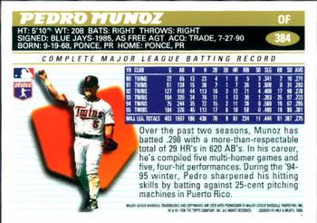 1996 Topps #384 Pedro Munoz Back