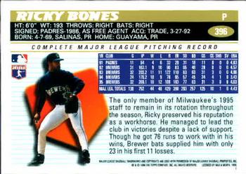 1996 Topps #396 Ricky Bones Back