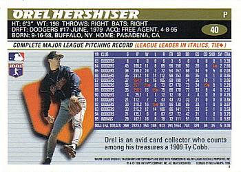 1996 Topps #40 Orel Hershiser Back