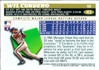 1996 Topps #413 Wil Cordero Back