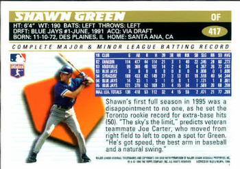 1996 Topps #417 Shawn Green Back