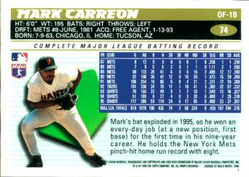 1996 Topps #74 Mark Carreon Back