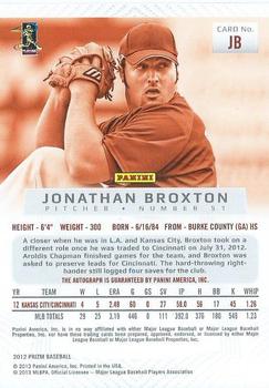 2012 Panini Prizm - Autographs #JB Jonathan Broxton Back