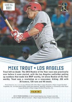 2012 Panini Prizm - Rookie Relevance #RR1 Mike Trout Back