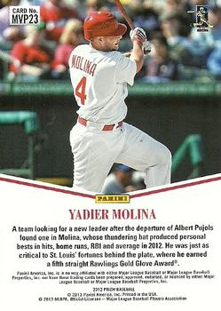 2012 Panini Prizm - Team MVP #MVP23 Yadier Molina Back