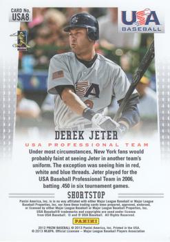 2012 Panini Prizm - USA Baseball #USA8 Derek Jeter Back