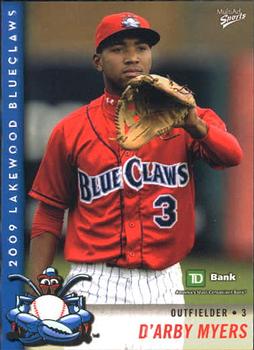 2009 MultiAd Lakewood BlueClaws SGA #21 D'Arby Myers Front