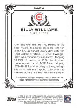 2013 Topps Museum Collection - Archival Autographs #AA-BW Billy Williams Back