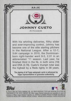 2013 Topps Museum Collection - Archival Autographs #AA-JC Johnny Cueto Back