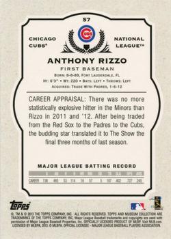 2013 Topps Museum Collection - Copper #57 Anthony Rizzo Back