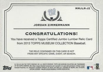 2013 Topps Museum Collection - Jumbo Lumber #MMJLR-JZ Jordan Zimmermann Back
