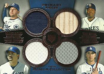 2013 Topps Museum Collection - Primary Pieces Four Player Quad Relics Copper #PPFQR-17 Yonder Alonso / Tony Gwynn / Adrian Gonzalez / Andre Ethier Front