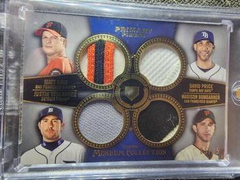 2013 Topps Museum Collection - Primary Pieces Four Player Quad Relics Gold #18 David Price / Matt Cain / Justin Verlander / Madison Bumgarner Front