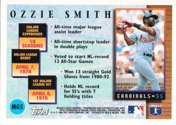 1996 Topps - Master of the Game #MG5 Ozzie Smith Back