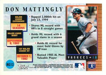 1996 Topps - Master of the Game #MG13 Don Mattingly Back