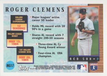 1996 Topps - Master of the Game #MG17 Roger Clemens Back
