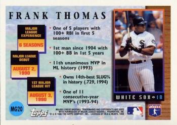 1996 Topps - Master of the Game #MG20 Frank Thomas Back