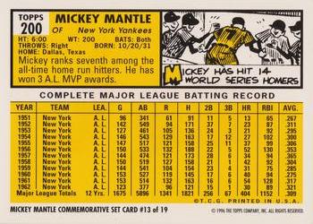 1996 Topps - Mickey Mantle Commemorative Case Box Toppers #13 Mickey Mantle Back