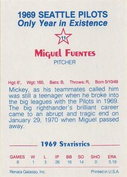 1983 Galasso 1969 Seattle Pilots #11 Miguel Fuentes Back