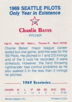 1983 Galasso 1969 Seattle Pilots #12 Charlie Bates Back
