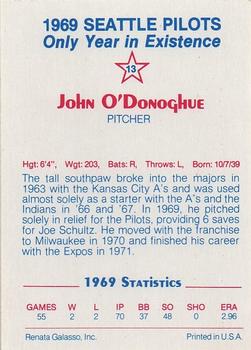 1983 Galasso 1969 Seattle Pilots #13 John O'Donoghue Back