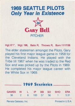 1983 Galasso 1969 Seattle Pilots #34 Gary Bell Back
