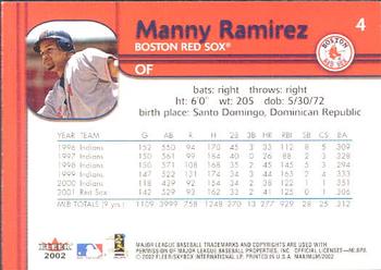 2002 Fleer Maximum #4 Manny Ramirez Back