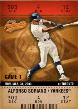 2003 Fleer Authentix #24 Alfonso Soriano Front