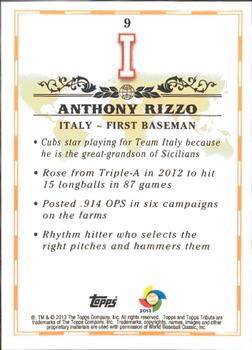 2013 Topps Tribute WBC #9 Anthony Rizzo Back