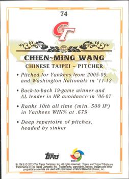 2013 Topps Tribute WBC #74 Chien-Ming Wang Back