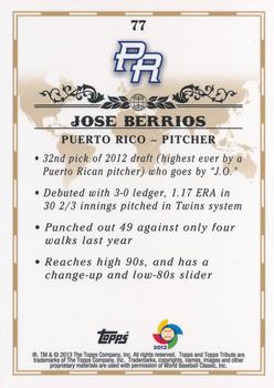 2013 Topps Tribute WBC #77 Jose Berrios Back