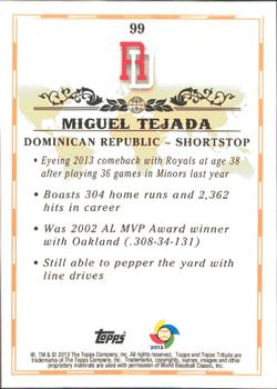 2013 Topps Tribute WBC #99 Miguel Tejada Back
