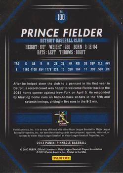 2013 Pinnacle #100 Prince Fielder Back