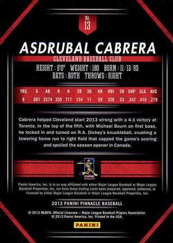 2013 Pinnacle #13 Asdrubal Cabrera Back