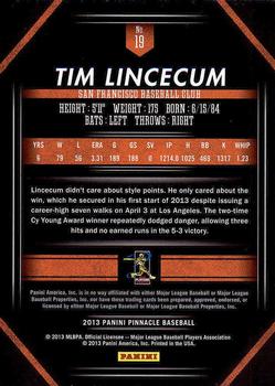 2013 Pinnacle #19 Tim Lincecum Back
