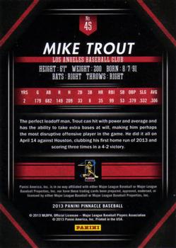 2013 Pinnacle #45 Mike Trout Back