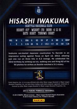 2013 Pinnacle #49 Hisashi Iwakuma Back