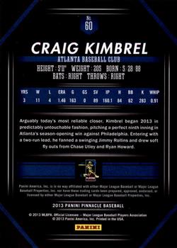 2013 Pinnacle #60 Craig Kimbrel Back