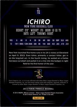 2013 Pinnacle #72 Ichiro Suzuki Back