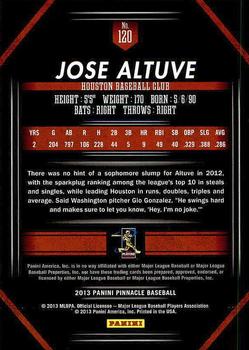 2013 Pinnacle #120 Jose Altuve Back