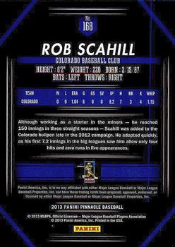 2013 Pinnacle #168 Rob Scahill Back
