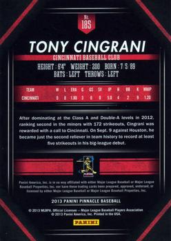 2013 Pinnacle #185 Tony Cingrani Back
