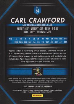 2013 Pinnacle #64 Carl Crawford Back