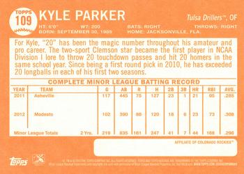2013 Topps Heritage Minor League #109 Kyle Parker Back