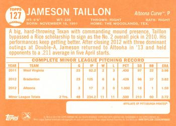 2013 Topps Heritage Minor League #127 Jameson Taillon Back