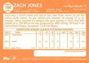 2013 Topps Heritage Minor League #164 Zach Jones Back