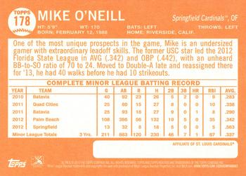 2013 Topps Heritage Minor League #178 Mike O'Neill Back