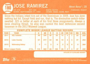2013 Topps Heritage Minor League #180 Jose Ramirez Back