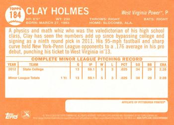2013 Topps Heritage Minor League #184 Clay Holmes Back